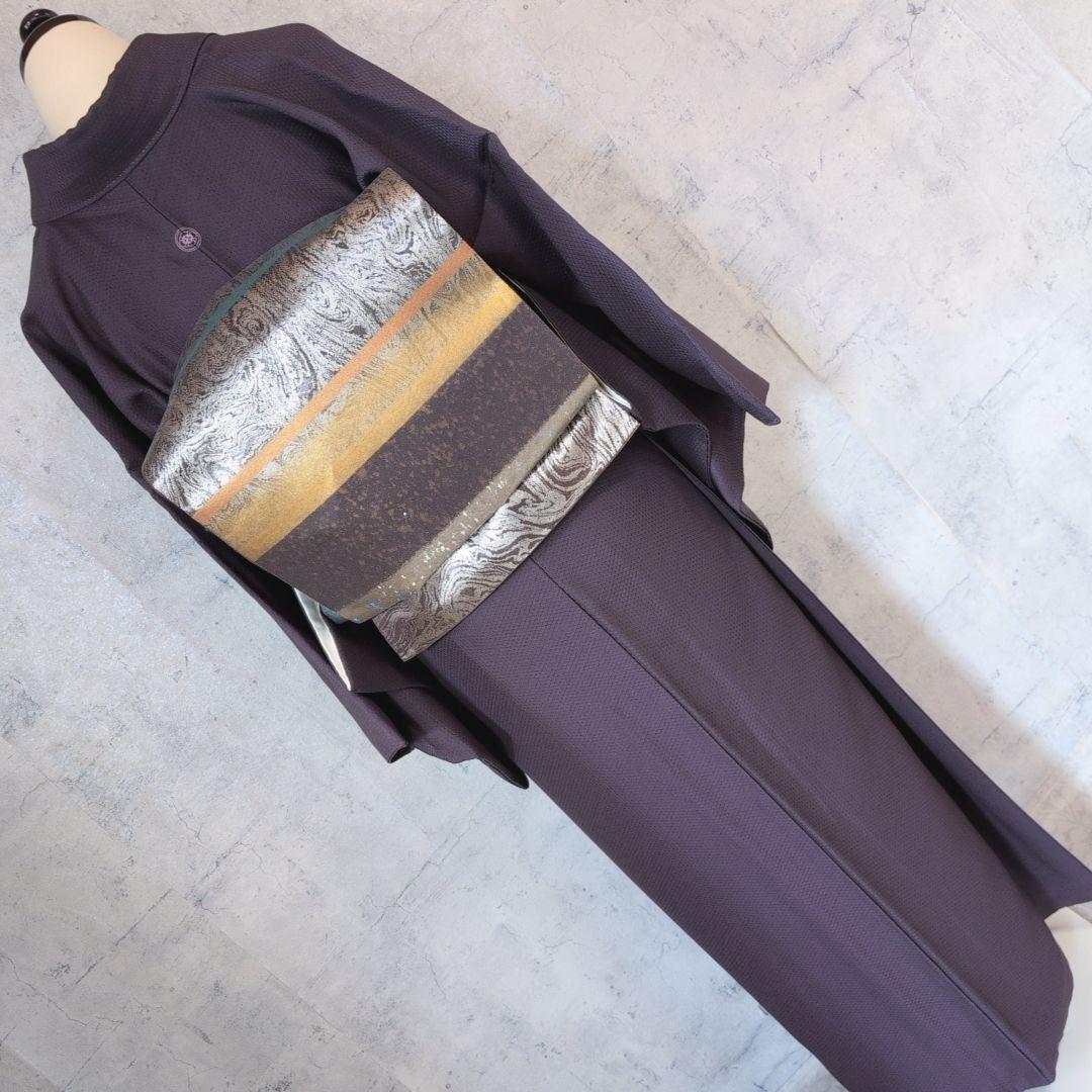 色無地　着物　フルセット　正絹　紫　トールサイズ　D2