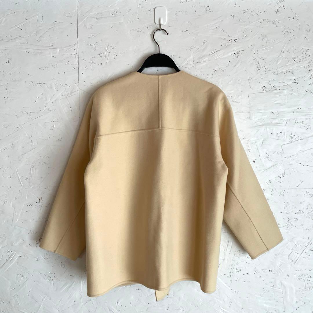 【UNITED ARROWS】Vネックリバーショートコート　ナチュラル　36