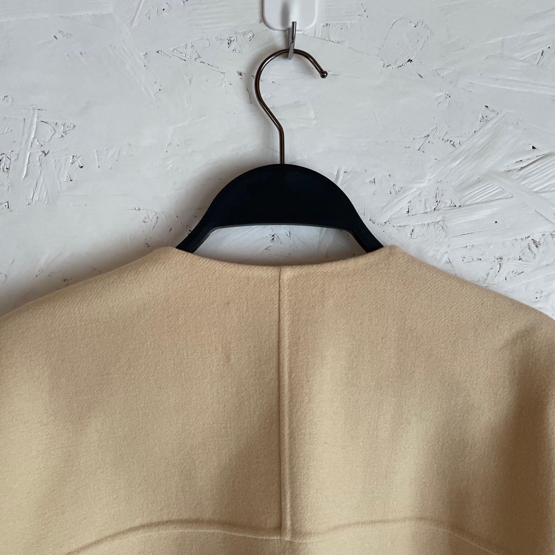 【UNITED ARROWS】Vネックリバーショートコート　ナチュラル　36