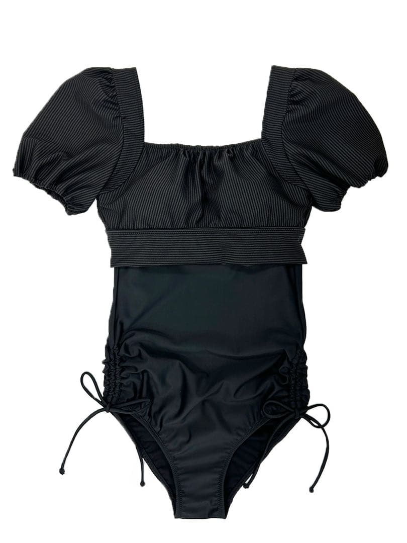 PEAK&PINE バックリボンパフスリーブワンピ見えビキニ&ショートパンツ