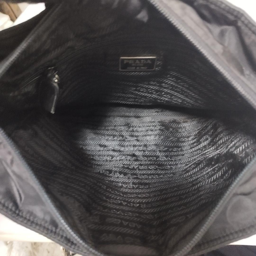 美品☆　プラダ　シルバーチェーン　ショルダーバッグ　ナイロン　三角ロゴプレート