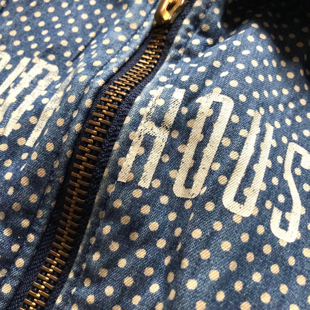 ★レトロ★ピンクハウス ロゴデニムジップジャケット ドット 切替 ブルー