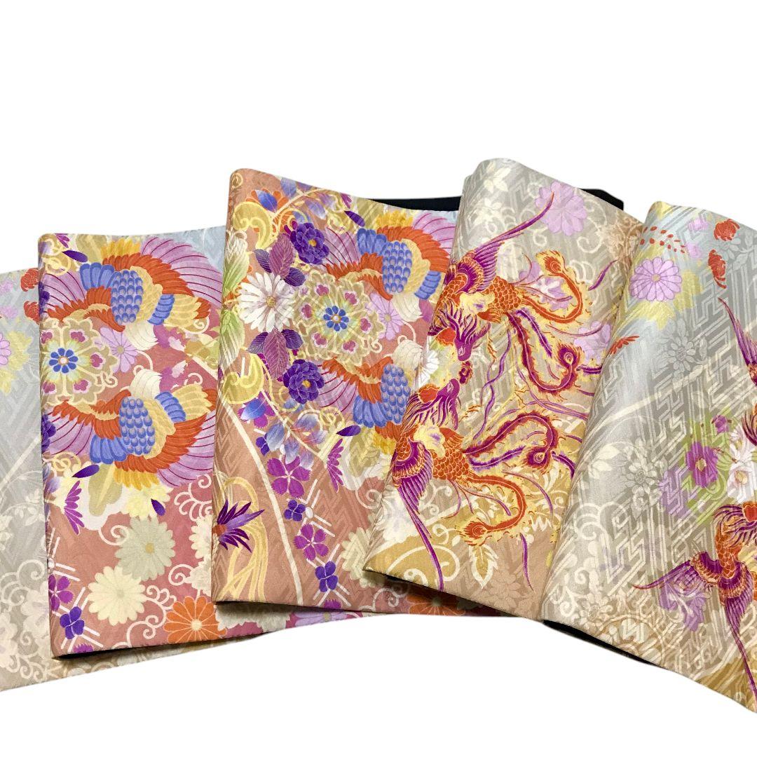 【袋帯】向鳳凰模様 　菊　花　モダン　正絹 成人式　美品　現代　洒落袋帯　紗綾型