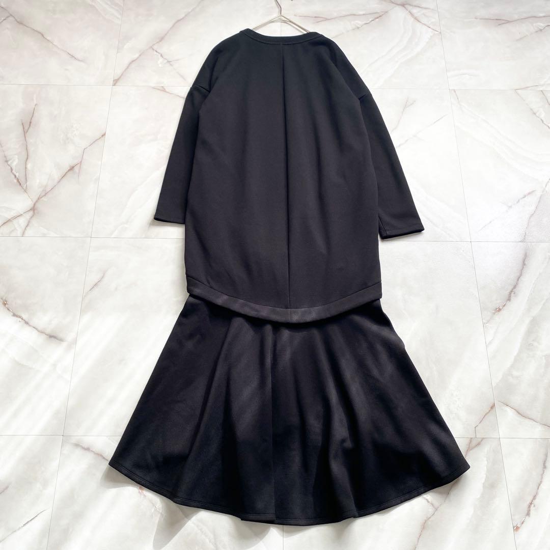 A18439 UN3D 20SS スウェットレイヤードワンピース 黒 36