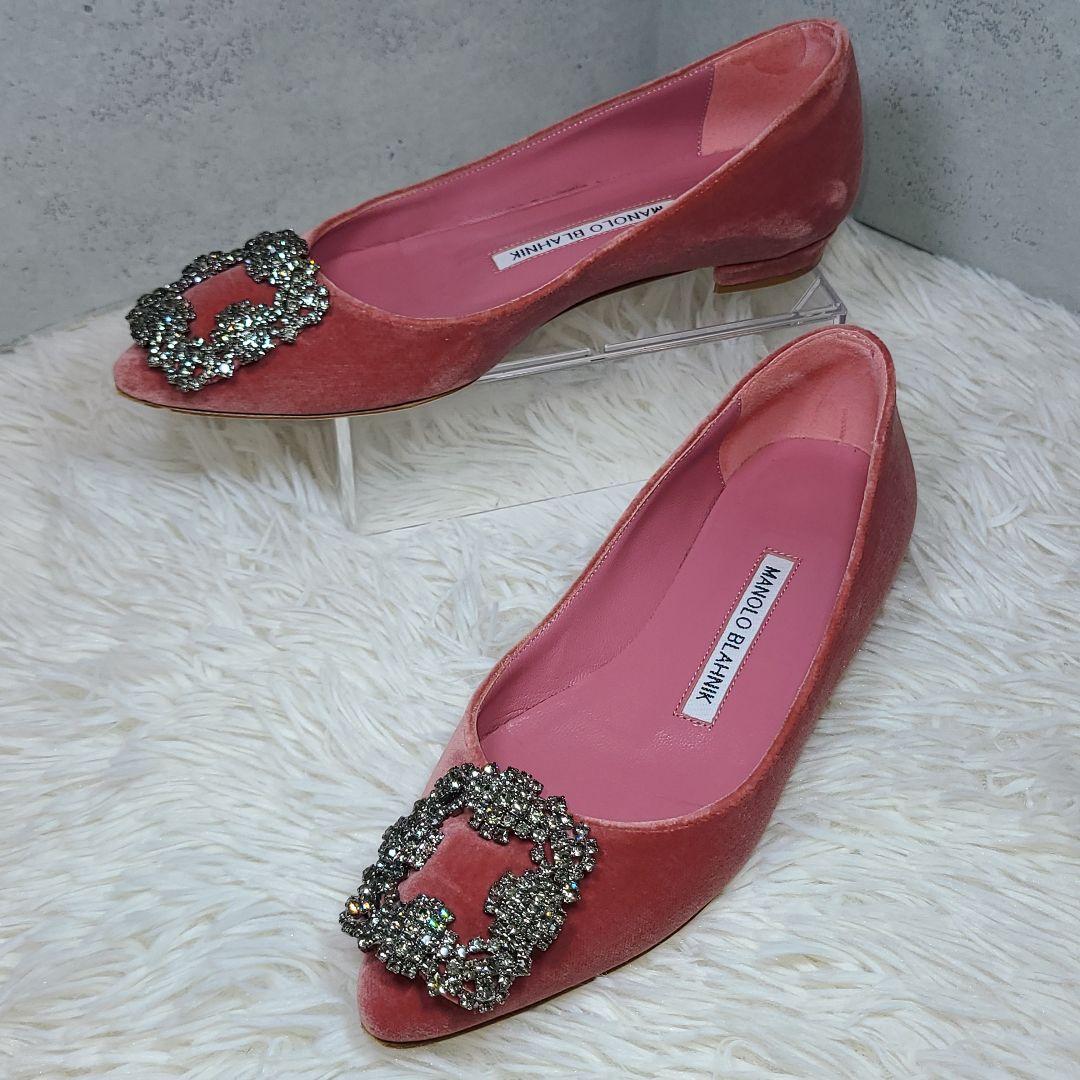 希少サイズ33【マロノブラニク】ハンギシ　フラット　ベルベットピンク