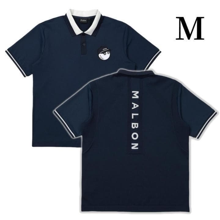 マルボンゴルフ ポロシャツ malbon golf メンズ シャツ 半袖 紺色M