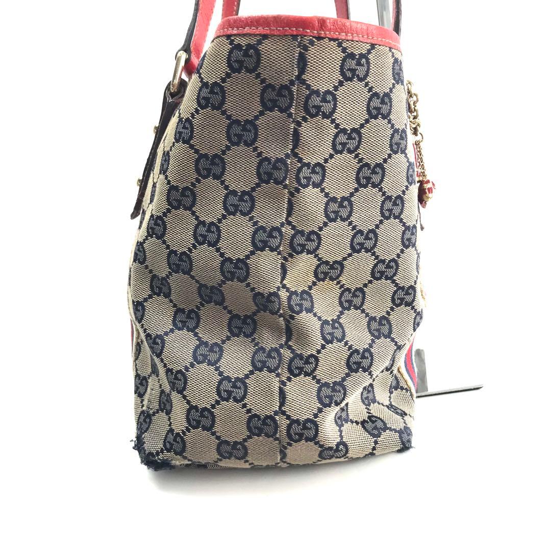 グッチ GUCCI GGトートバッグ レッド キャンバス シェリーライン