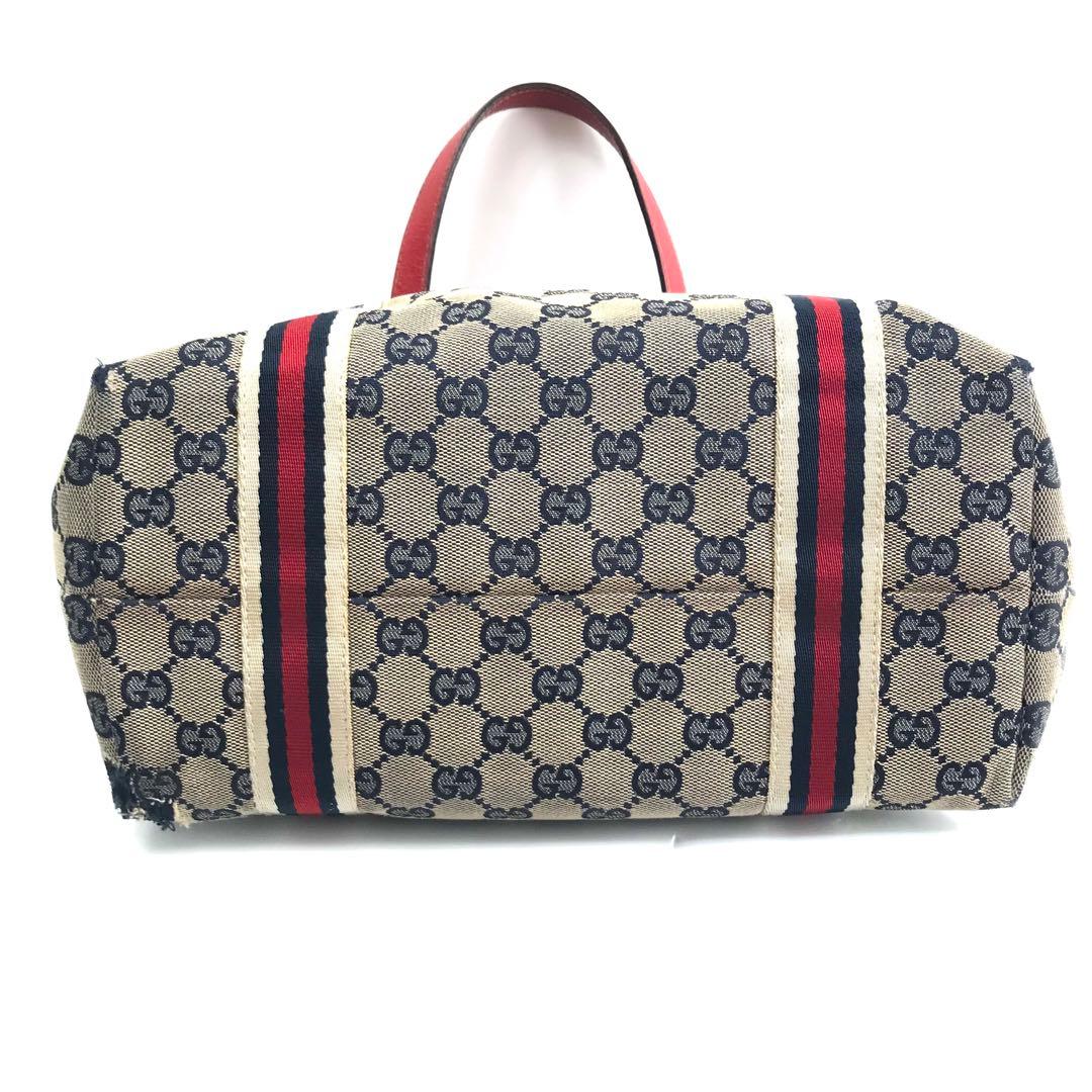 グッチ GUCCI GGトートバッグ レッド キャンバス シェリーライン