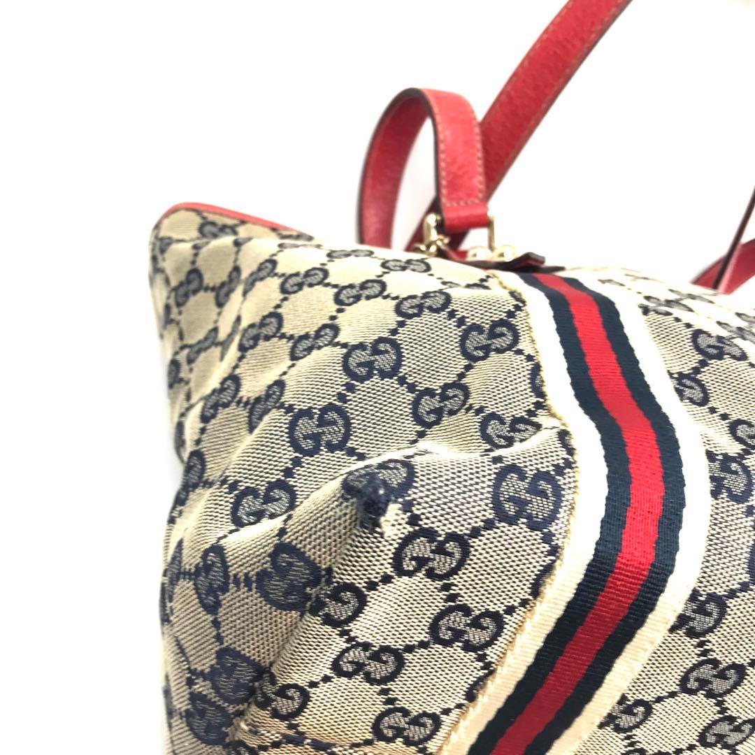 グッチ GUCCI GGトートバッグ レッド キャンバス シェリーライン