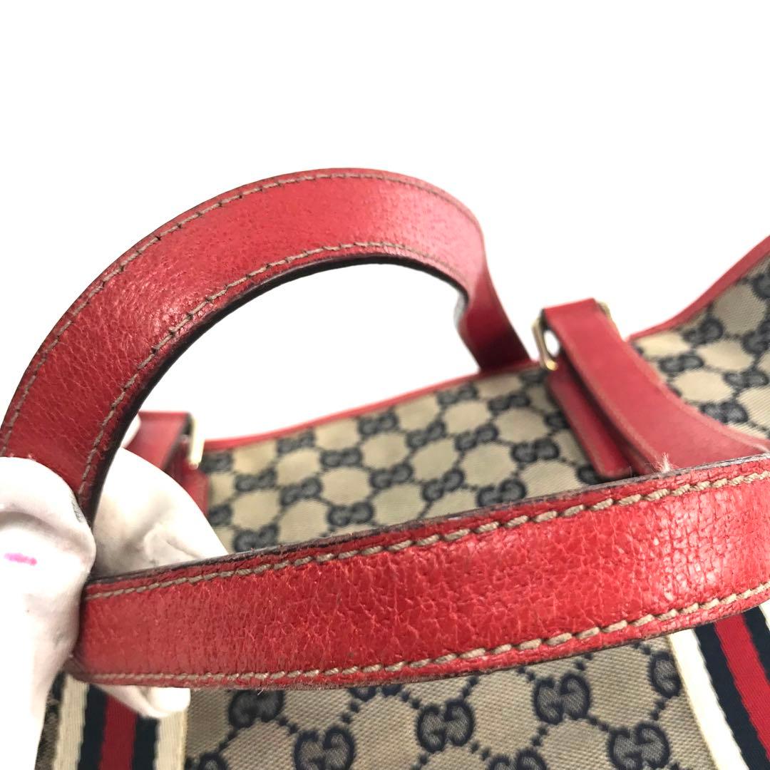 グッチ GUCCI GGトートバッグ レッド キャンバス シェリーライン