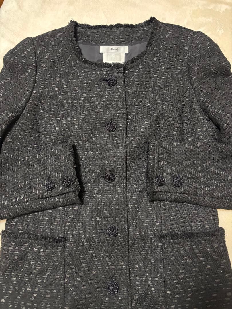 専用ページ　Rene ロングコート　ブラックツィード38