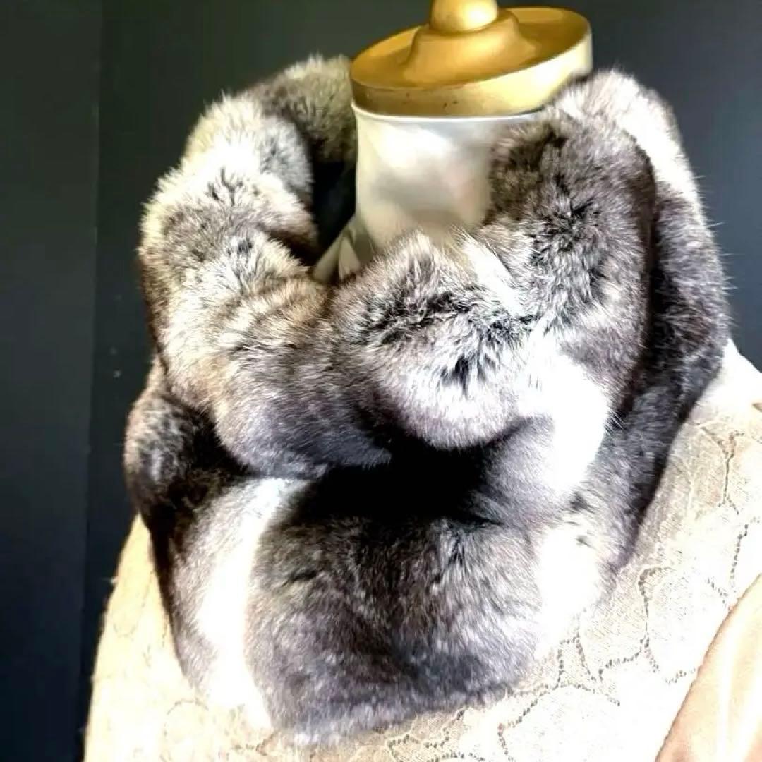 チンチラ　ラウンドカラー／天然色　スヌードタイプ／GAKE日本製❣️