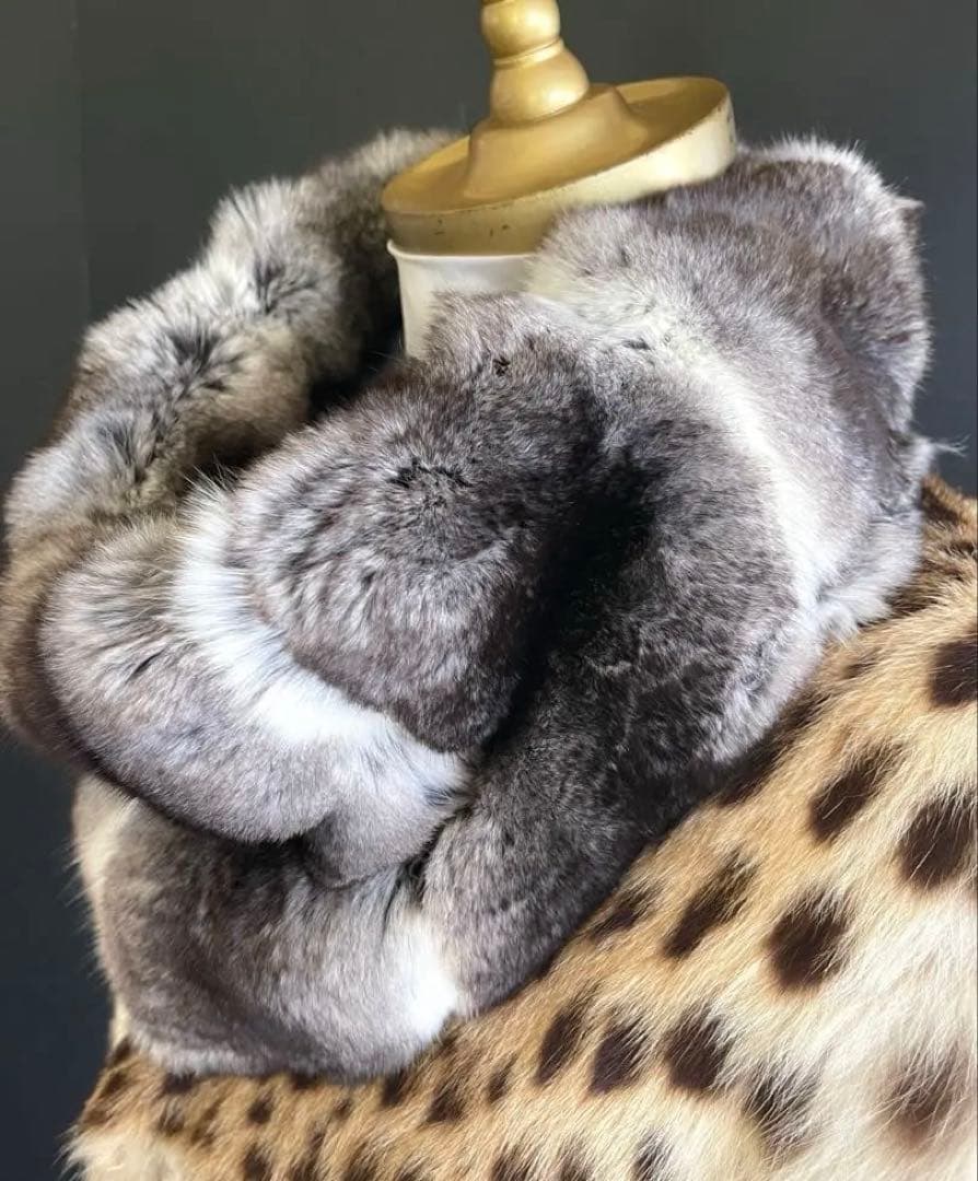 チンチラ　ラウンドカラー／天然色　スヌードタイプ／GAKE日本製❣️