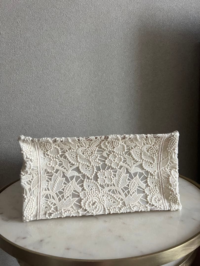 CHRISTIAN DIOR ホワイト ブックトート マクラメレース