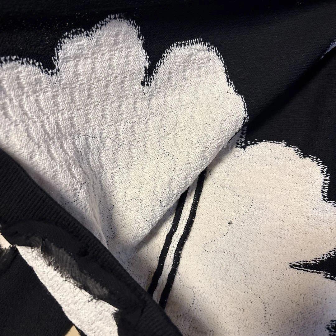 ST. JOHN ノーカラージャケット 黒/白刺繍