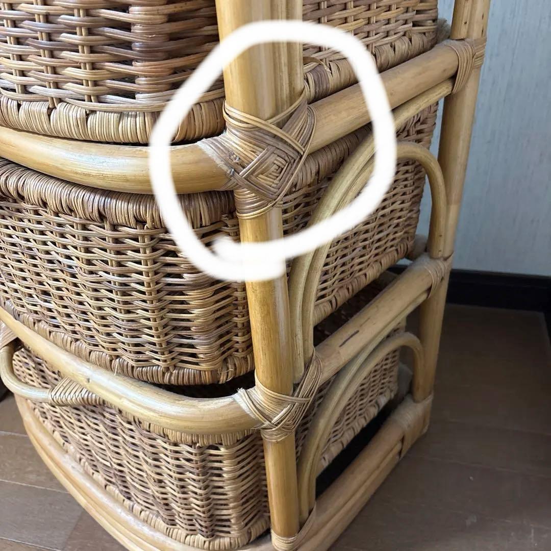 ま*ん様 ナチュラルラタン 4段チェスト