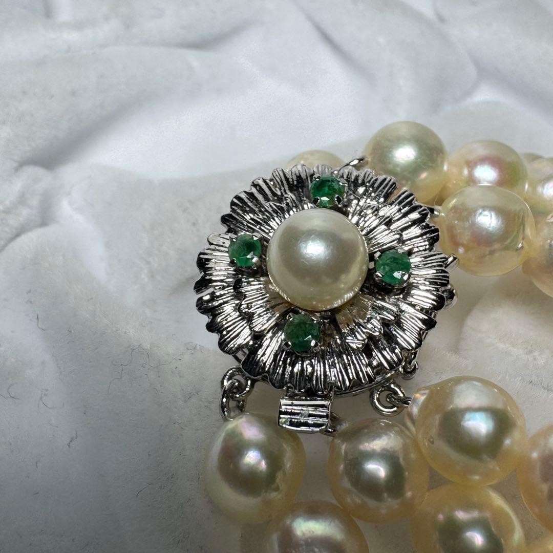 アコヤ真珠 3連 ロングネックレス パール 6.7mm 65cm 124.4g