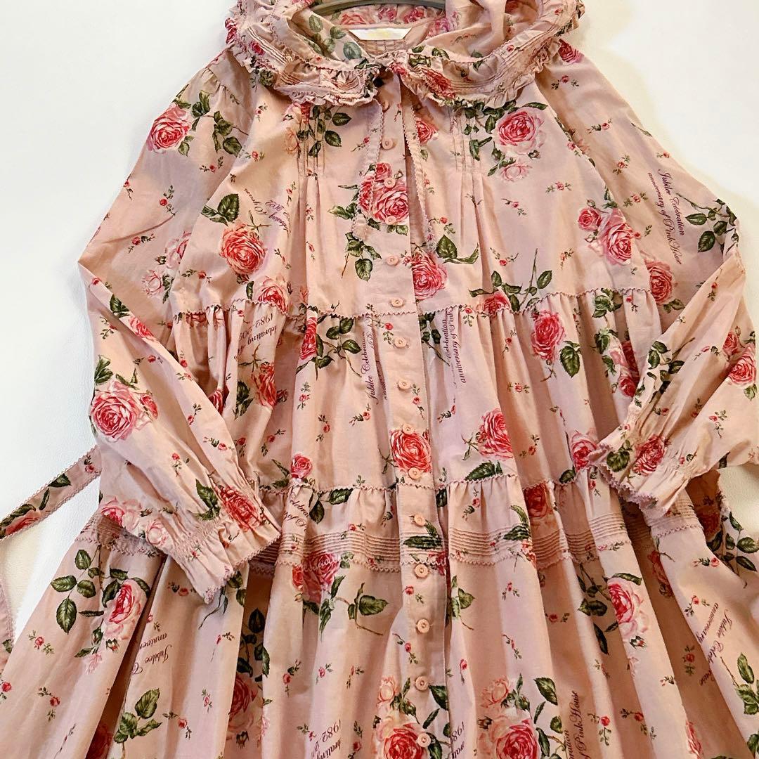 極美品＊ピンクハウス ジュビリーセレブレーションミディ丈ワンピース 22SS