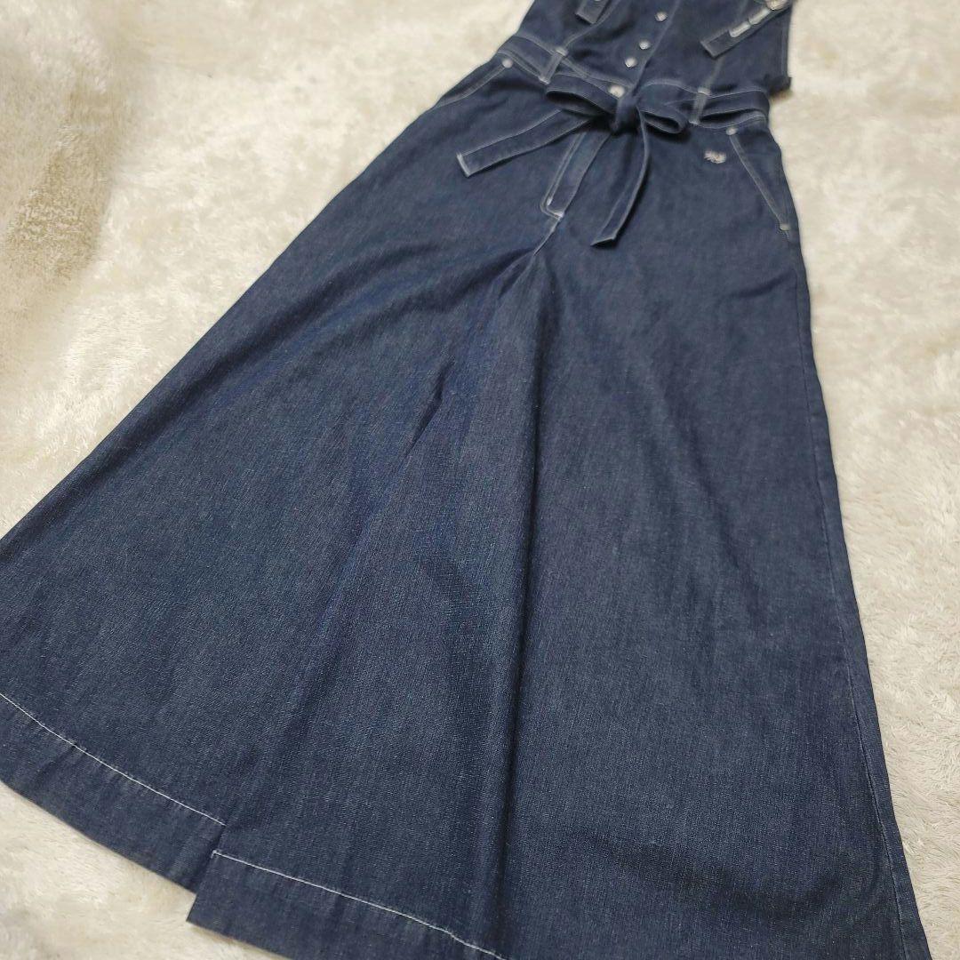 美品✨エムズグレイシー♡デニムサロペット ワイド デニム コットン リネン混