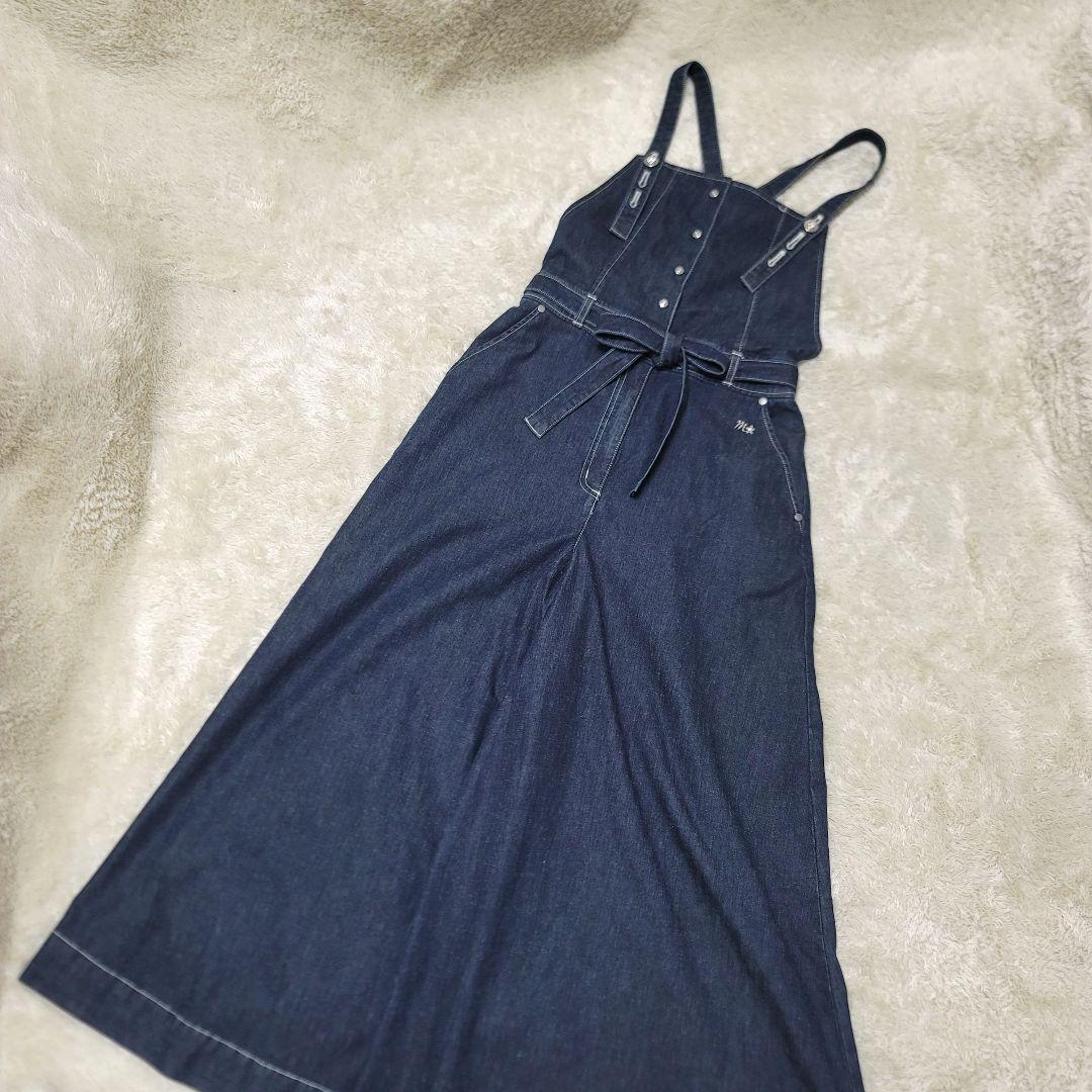 美品✨エムズグレイシー♡デニムサロペット ワイド デニム コットン リネン混