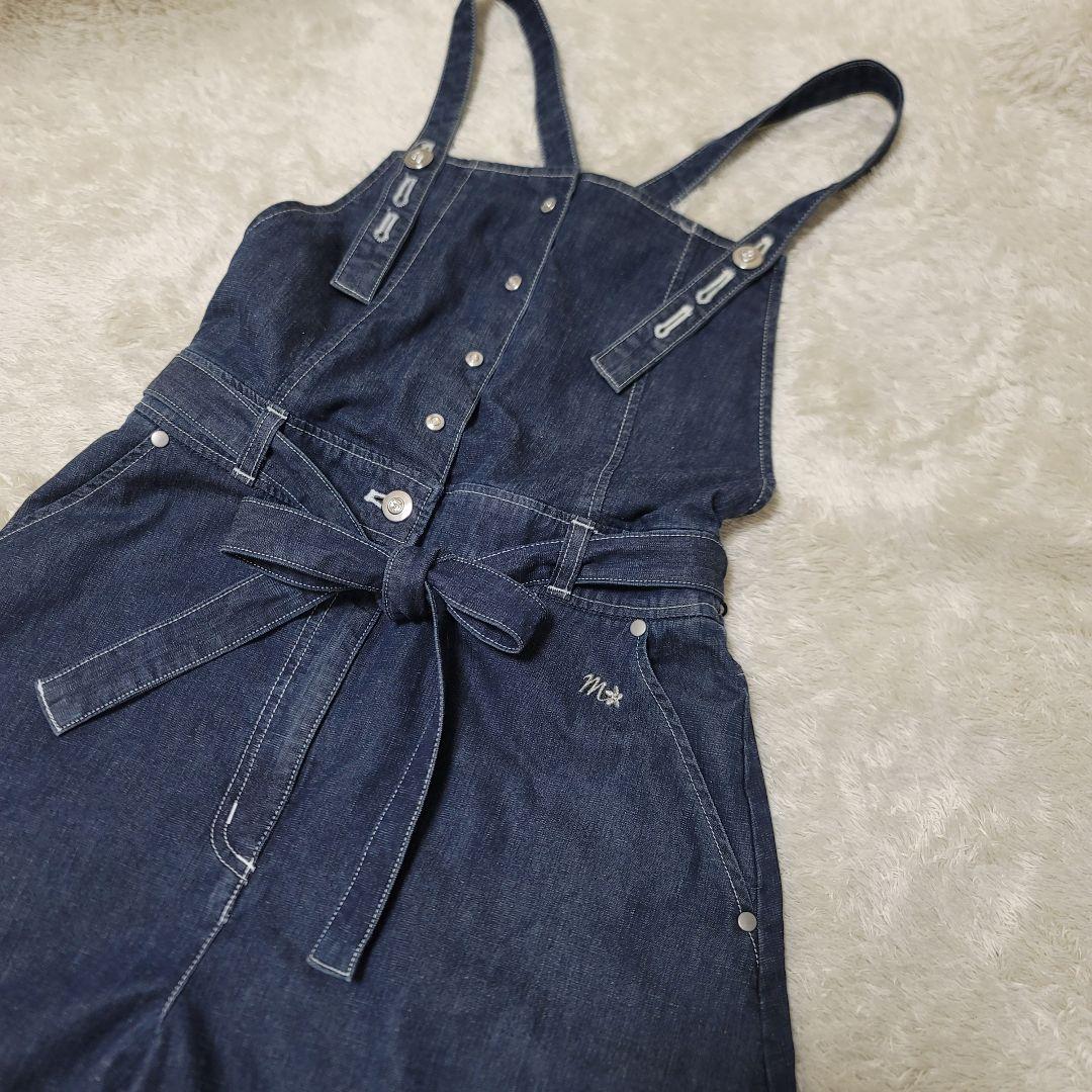 美品✨エムズグレイシー♡デニムサロペット ワイド デニム コットン リネン混