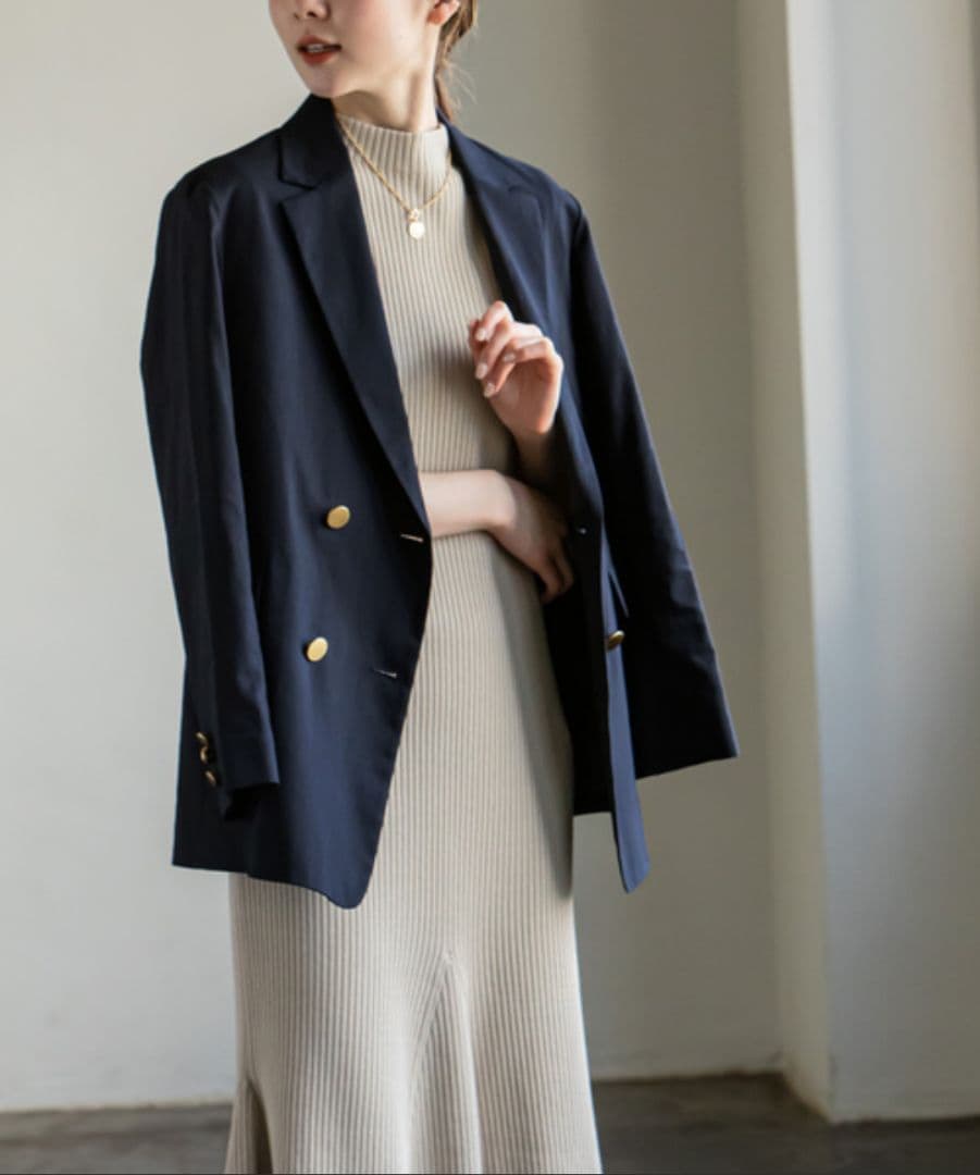 Noble 定価3.4万　麻ストレッチダブルブレストジャケット