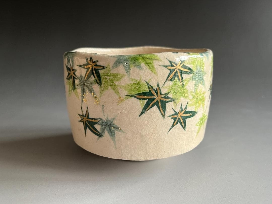 吉村楽入　白楽　青楓　茶碗　茶道具