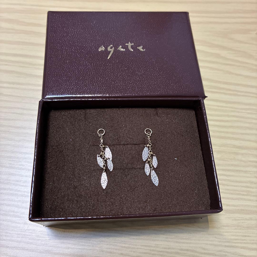 agete K10ピアスチャーム リーフ