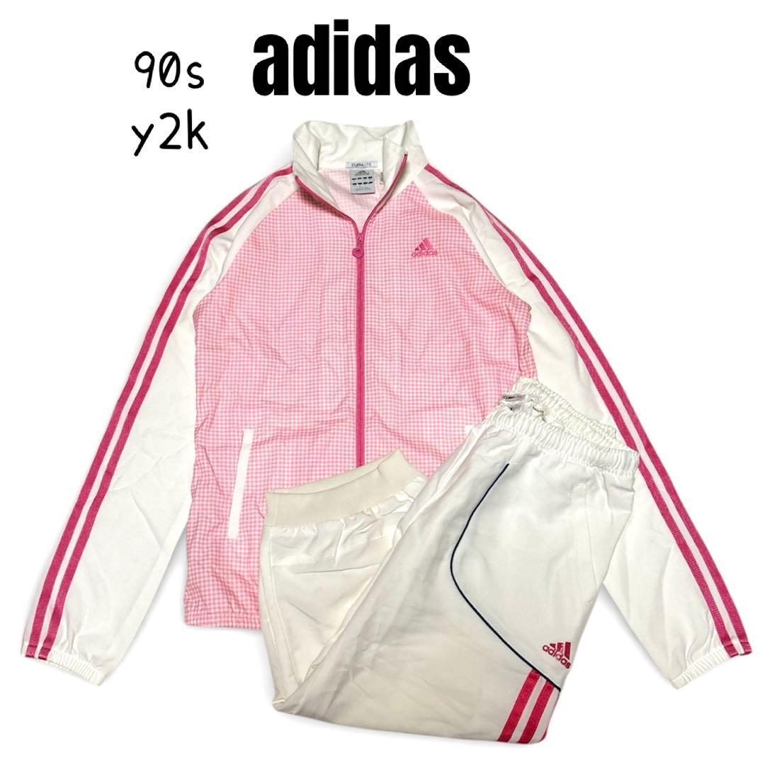 90s adidas アディダス　ジャンパーUV加工　ブルゾン　y2k 上下