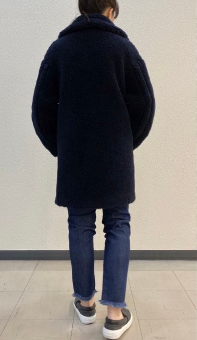 新品★セオリーリュクス★ネイビー ボア パイルチェスターコート テディベアコート