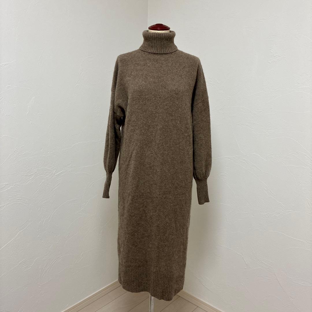Curensology　ヤク　タートルネックニットワンピース　ブラウン系