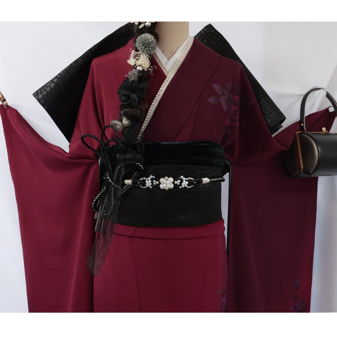 振袖6点セット ◆167.5cmフルセット成人式前撮りレッドバイオレットHu07