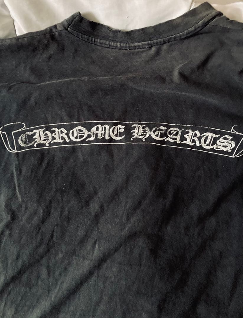 クロムハーツ ブラックTシャツバックスクロールロゴ