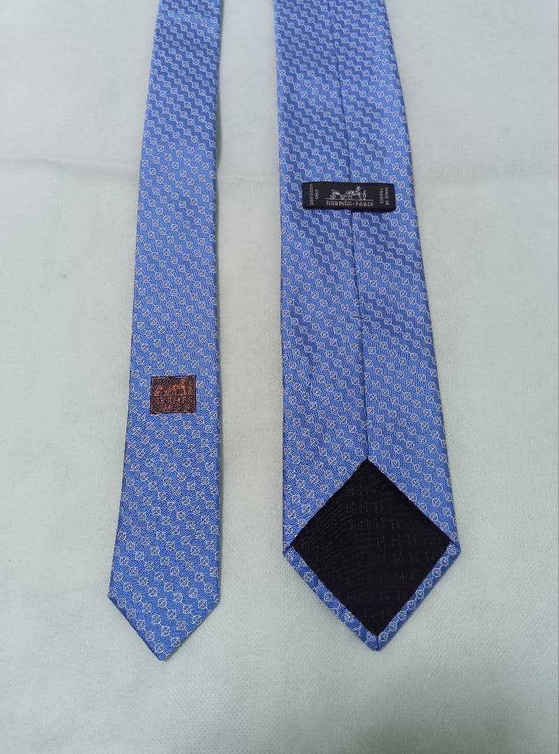 【未使用】HERMES　エルメス　ネクタイ　ブルー　高級　お洒落　ダンヒル