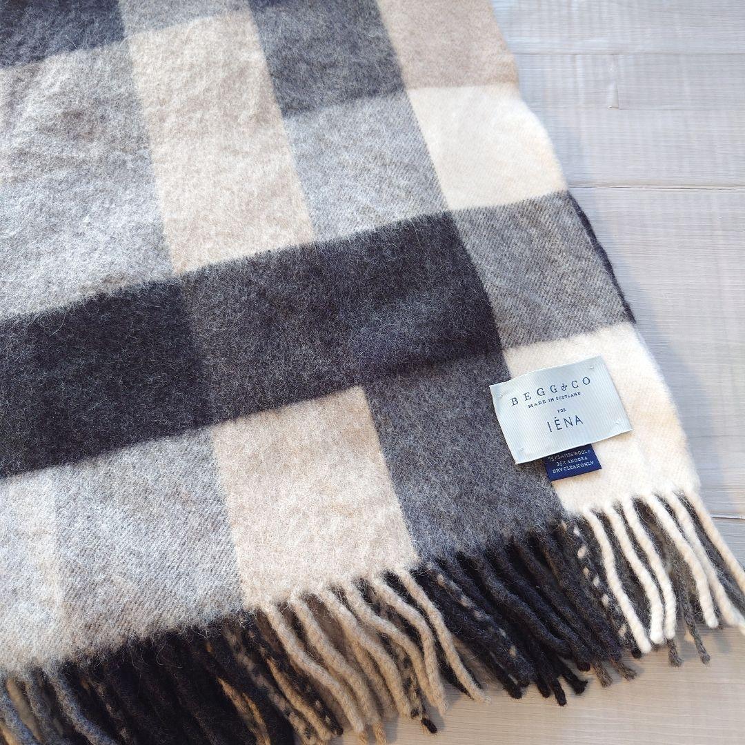 IENA BEGG＆CO ★ ストール チェック柄 ラムズウール アンゴラ