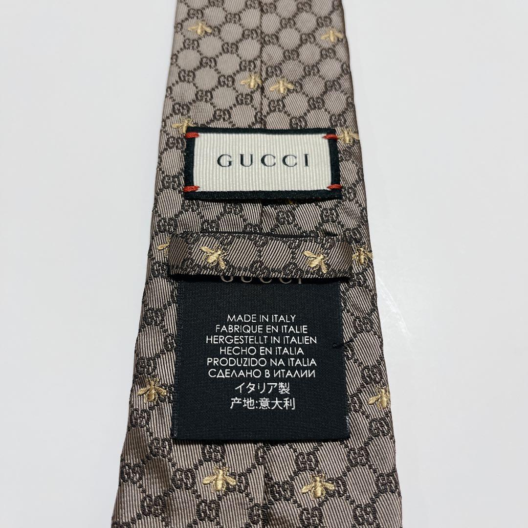 美品 グッチ ネクタイ ハイブランド GG柄 インターロッキング 光沢 希少 蜂