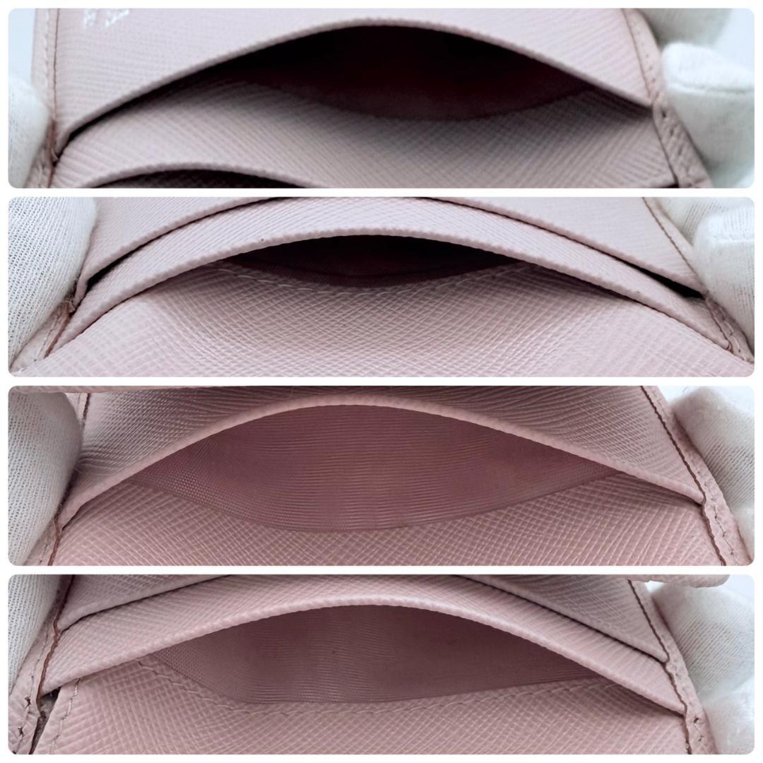 PRADA プラダ サフィアーノ コンパクウォレット 三角ロゴ 三つ折り ピンク