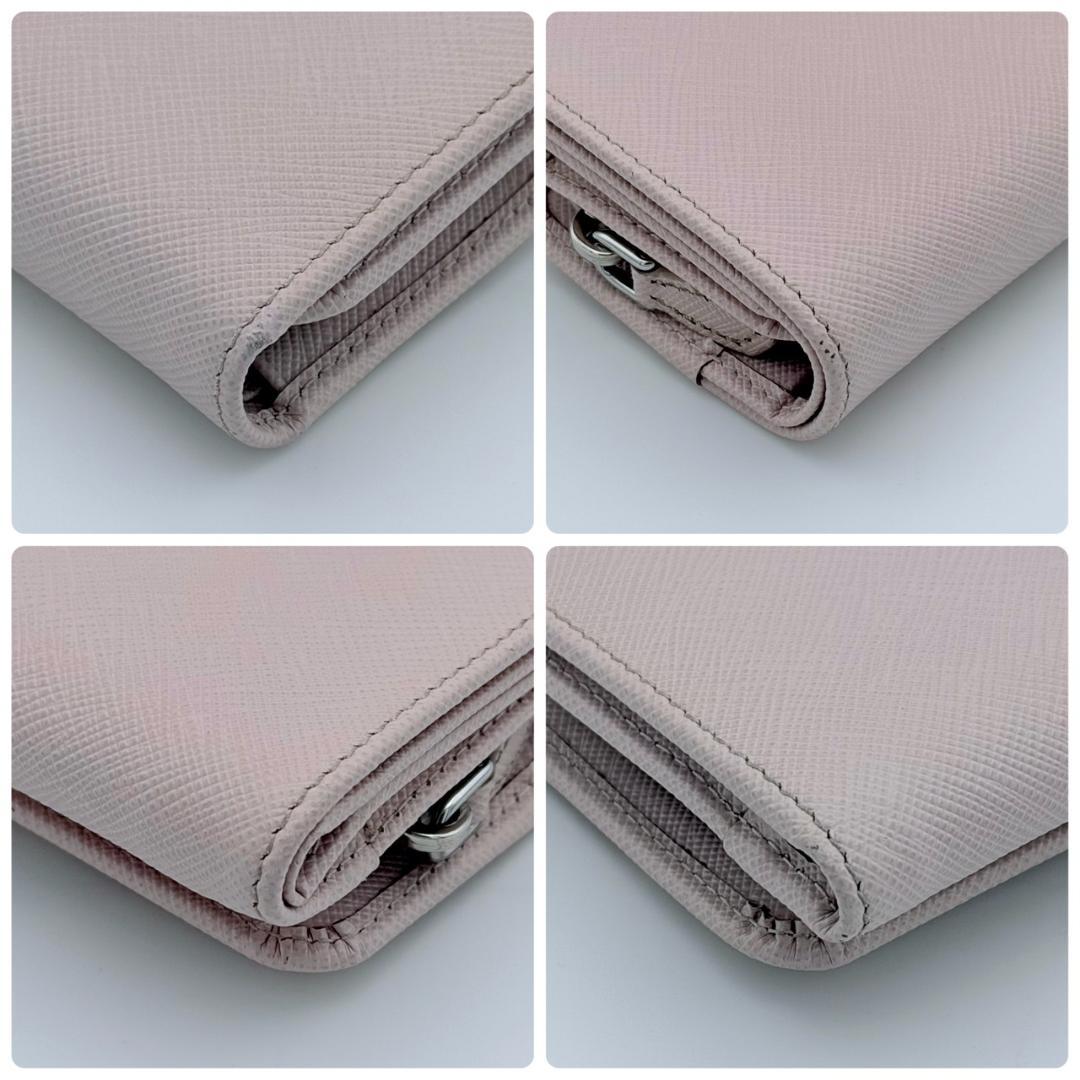 PRADA プラダ サフィアーノ コンパクウォレット 三角ロゴ 三つ折り ピンク