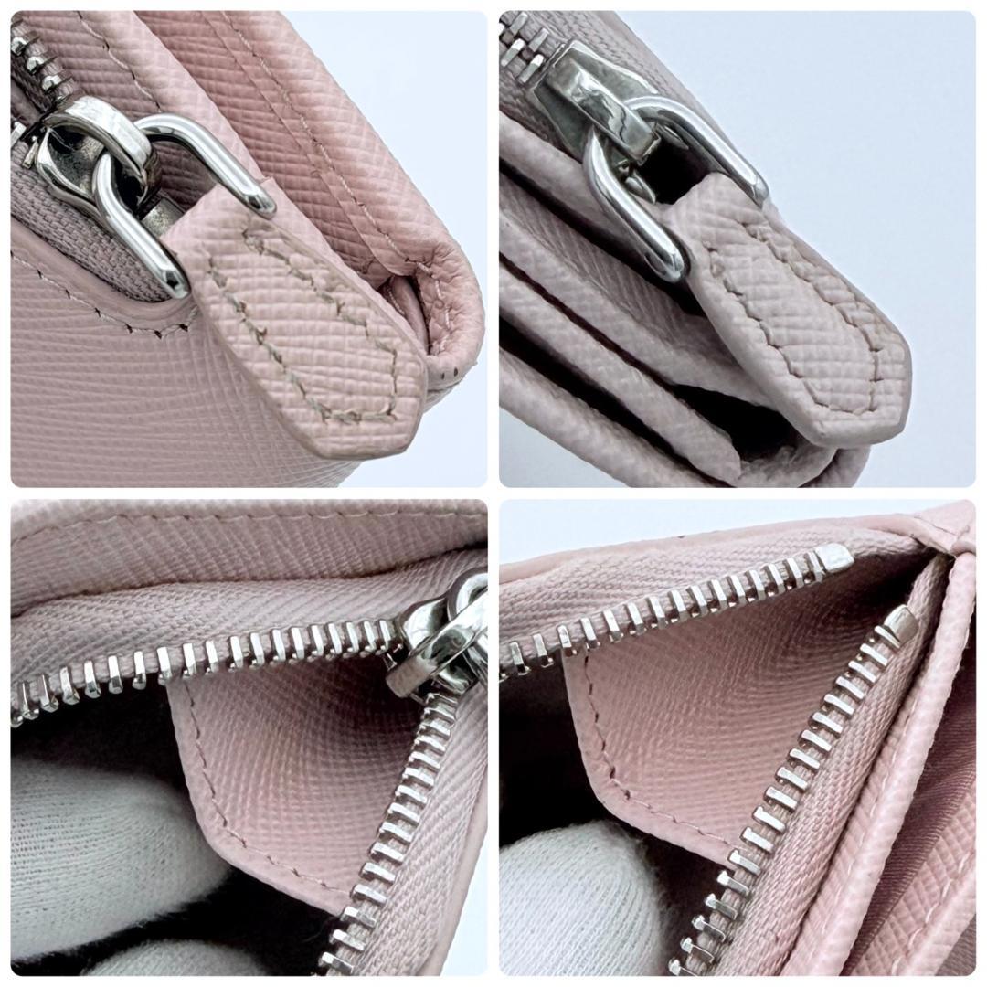 PRADA プラダ サフィアーノ コンパクウォレット 三角ロゴ 三つ折り ピンク