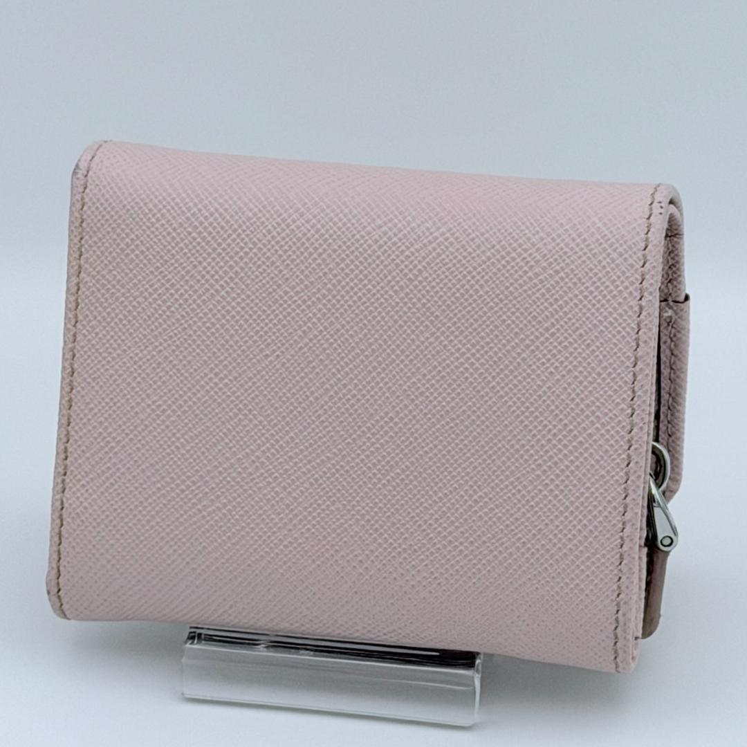 PRADA プラダ サフィアーノ コンパクウォレット 三角ロゴ 三つ折り ピンク