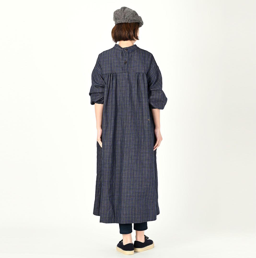 45R 春コットンツイードのドレス　インディゴ