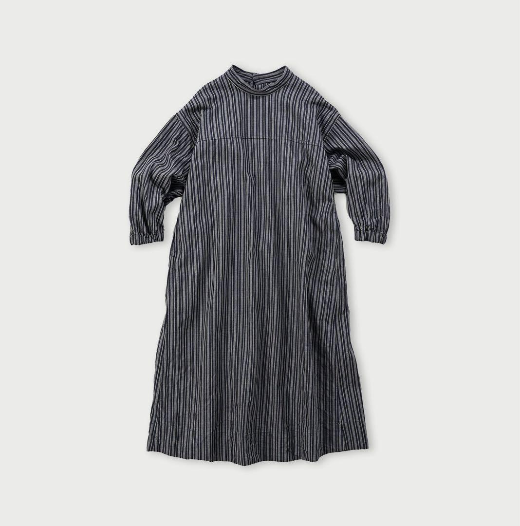 45R 春コットンツイードのドレス　インディゴ