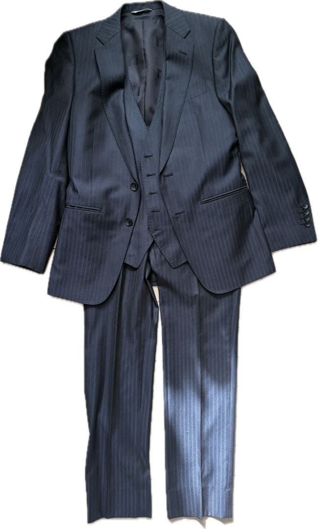 極美品。renoma。濃紺 ストライプ スーツ