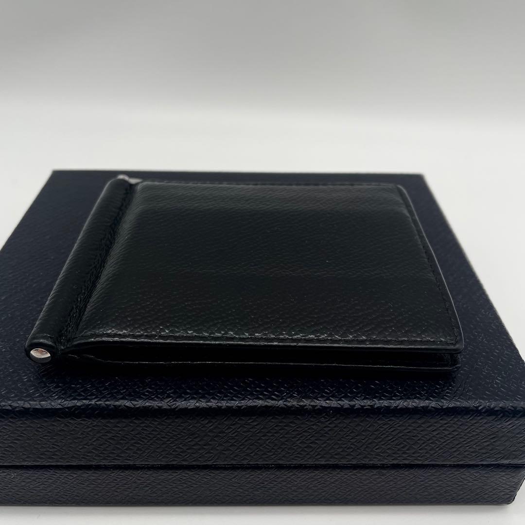 PRADA トライアングル マネークリップ 二つ 折り財布 シボ皮 レザー 黒