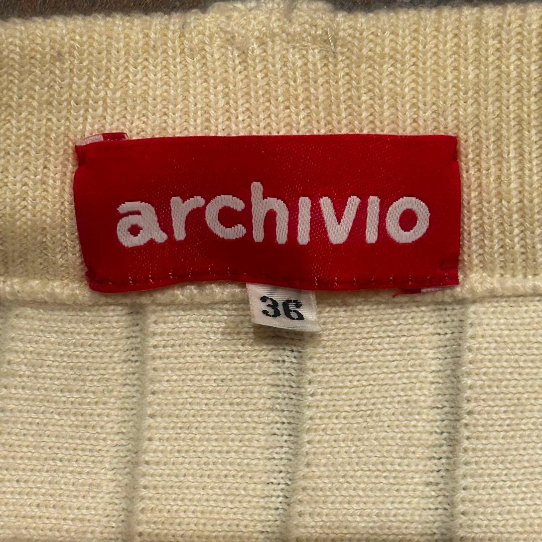 archivio ニットプリーツスカート 裾ベロア調 ウール混 ウエストゴム