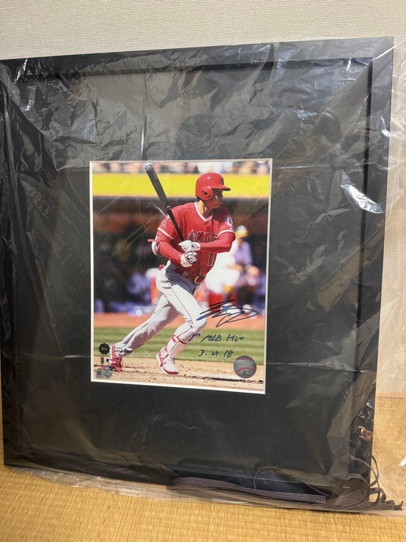 大谷翔平 MLB初安打記念 直筆サイン MLB公式ホログラム インスク 額装済