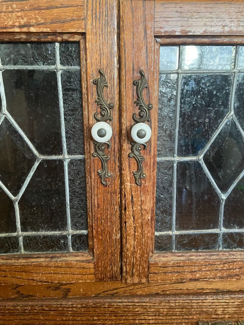 木製クラシックキャビネット 引き出し付き ステンドグラス