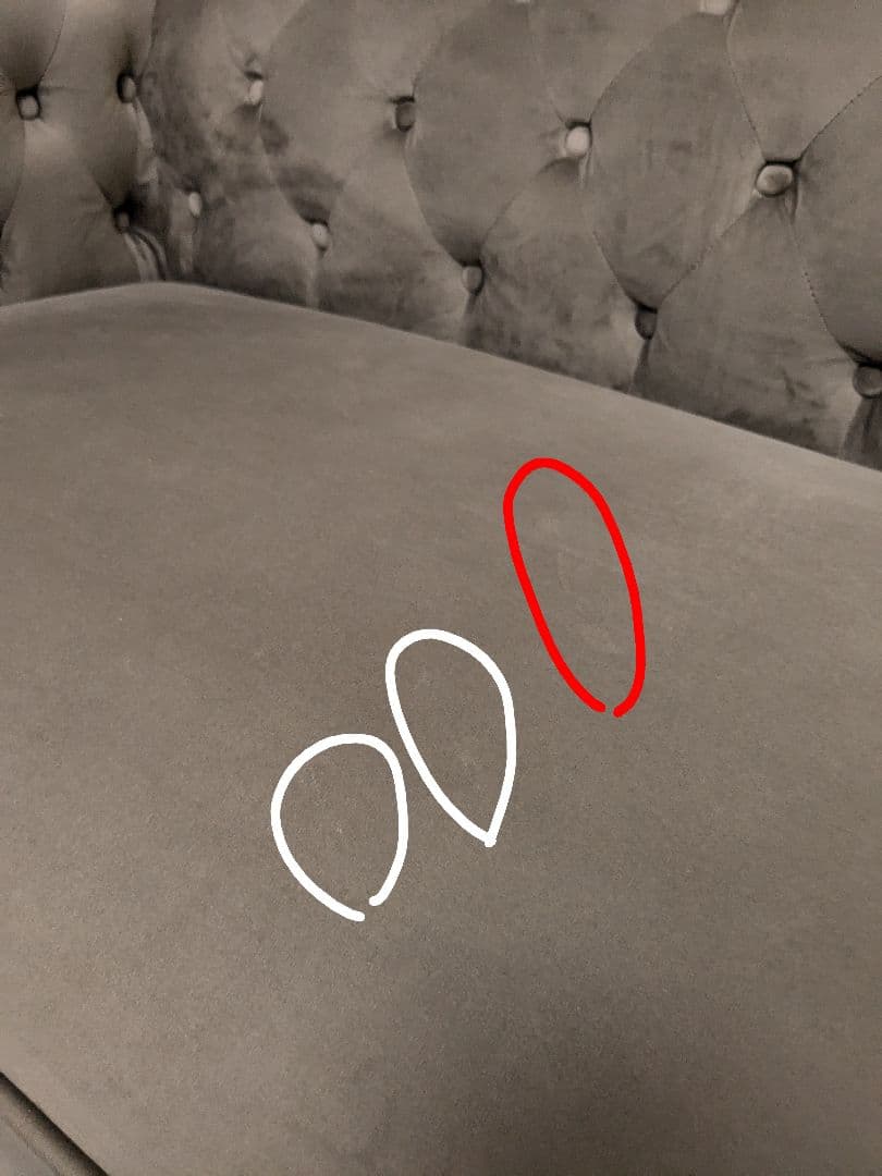 【匿名配送】ロウヤ ソファ　2人掛けカウチソファ ベルベット調グレー　LOWYA