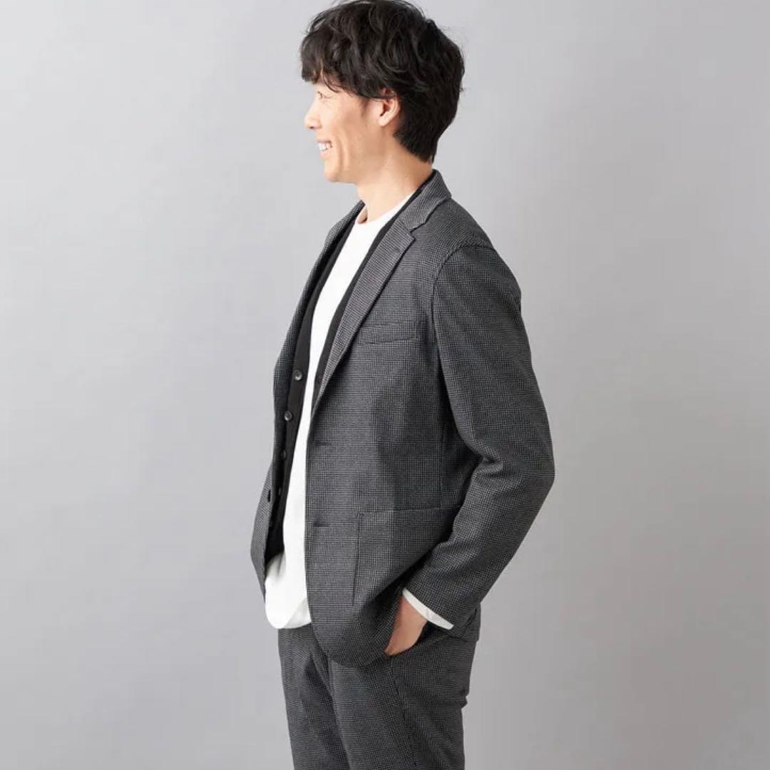 【未使用タグ付】洗える♪パジャマスーツ プリントジャージセット グレー千鳥格子L