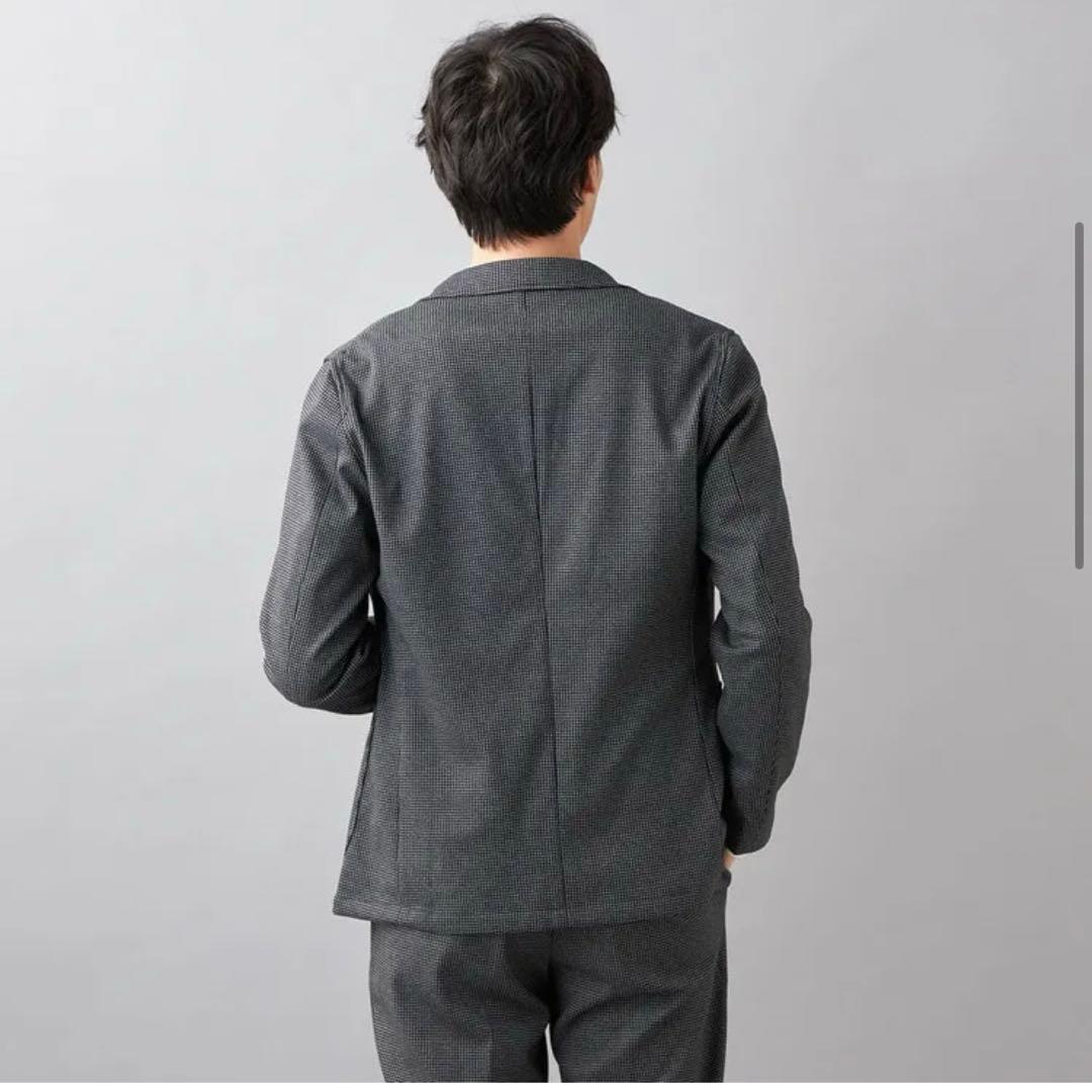 【未使用タグ付】洗える♪パジャマスーツ プリントジャージセット グレー千鳥格子L